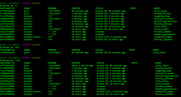 Docker ps
